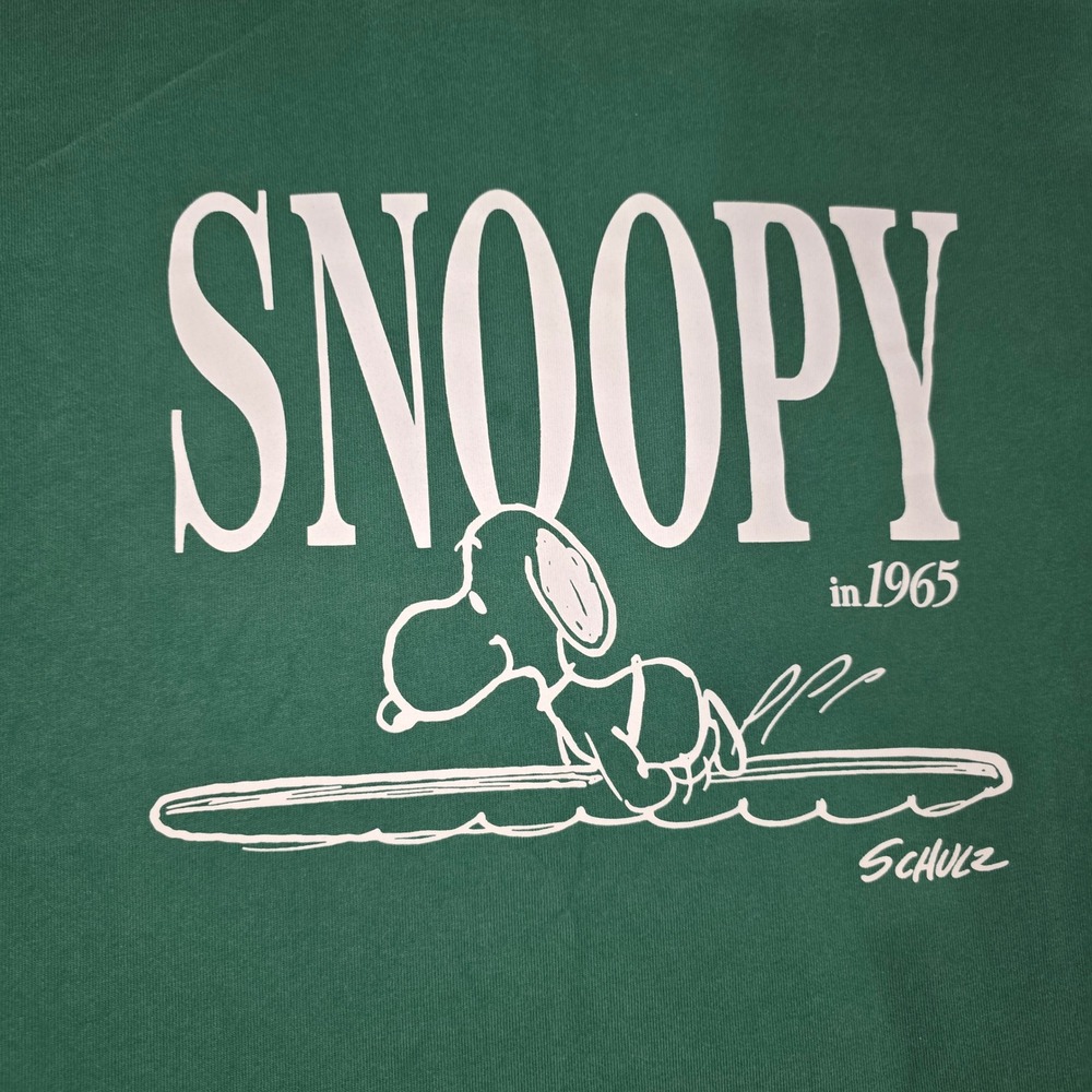 Collab Retro Uniqlo UT Peanuts 1965 Snoopy Ringer T-Shirt Green Graphic Size XL